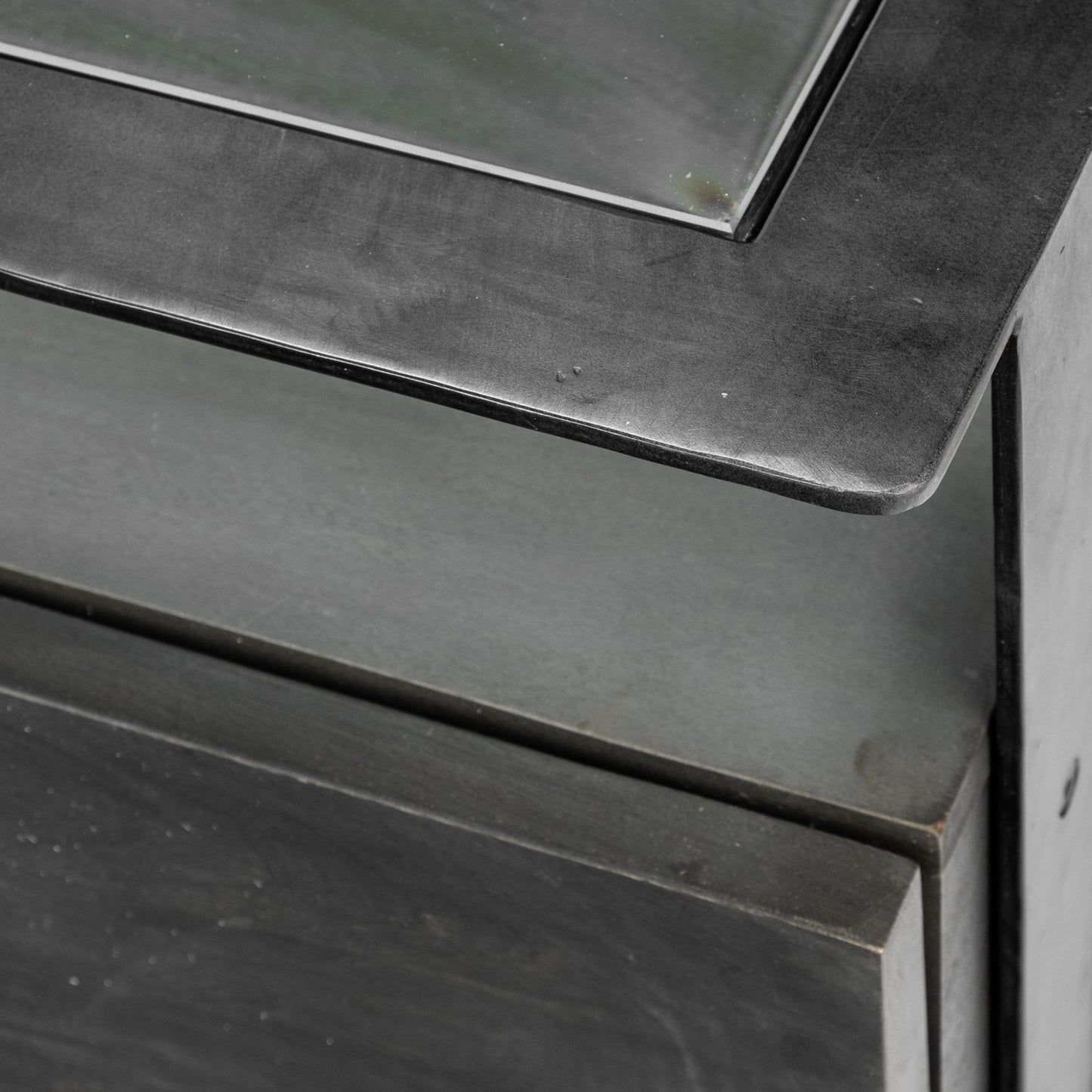 30" Clear And Black Glass Rectangular Coffee Table With Four Drawers And Shelf