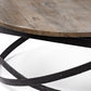 41" Brown and Black Solid Wood and Metal Round Coffee Table