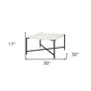 30" Black And White Genuine Marble and Metal Square Cross Legs Coffee Table