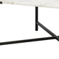 30" Black And White Genuine Marble and Metal Square Cross Legs Coffee Table