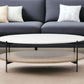 48" Brown and Black Genuine Marble and Metal Oval Coffee Table With Shelf