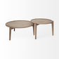 Set of Two Brown Solid Wood Round Nested Coffee Tables