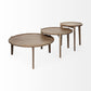 Set of Two Brown Solid Wood Round Nested Coffee Tables