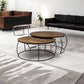 Brown and Black Wood and Metal Round Nested Coffee Tables