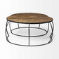 Brown and Black Wood and Metal Round Nested Coffee Tables