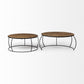 Brown and Black Wood and Metal Round Nested Coffee Tables