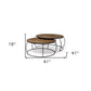 Brown and Black Wood and Metal Round Nested Coffee Tables