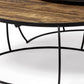 Brown and Black Wood and Metal Round Nested Coffee Tables