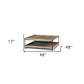 46" Natural and Black Solid Wood and Metal Coffee Table With Shelf
