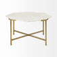 33" White and Gold Genuine Marble and Metal Octagon Coffee Table
