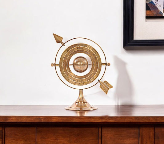 8" Bronze Metal Armillary Sphere Tabletop Sculpture