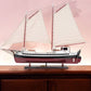 31" Black and White Solid Wood Hand Painted Model Boat Tabletop Sculpture