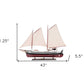 31" Black and White Solid Wood Hand Painted Model Boat Tabletop Sculpture