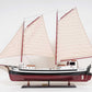 31" Black and White Solid Wood Hand Painted Model Boat Tabletop Sculpture