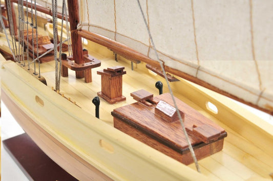 24" Brown Solid Wood Hand Painted Model Boat
