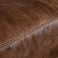 33" Brown Genuine Leather and Solid Wood Distressed Arm Chair