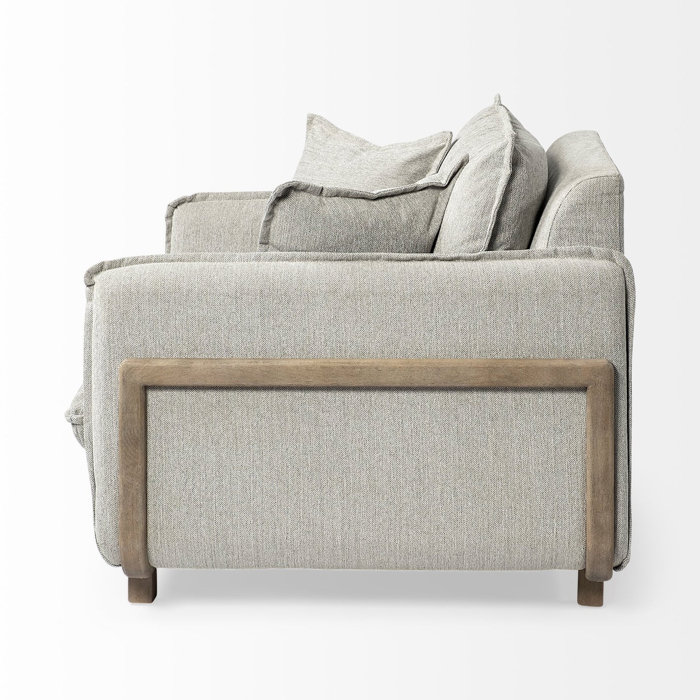 42" Gray and Brown Fabric Club Chair