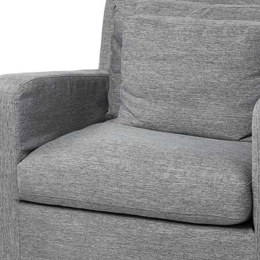 38" Gray and Brown Linen Arm Chair
