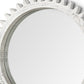 35" White Abstract Wood Framed Accent Mirror
