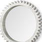 35" White Abstract Wood Framed Accent Mirror