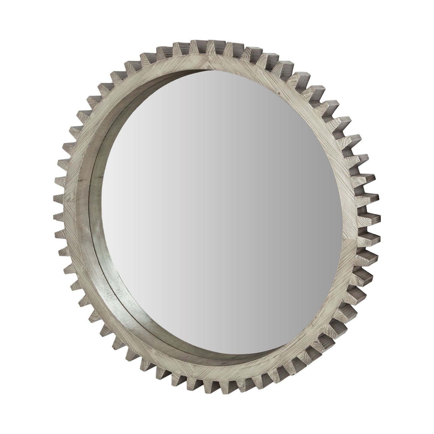 44" Silver Abstract Wood Framed Accent Mirror