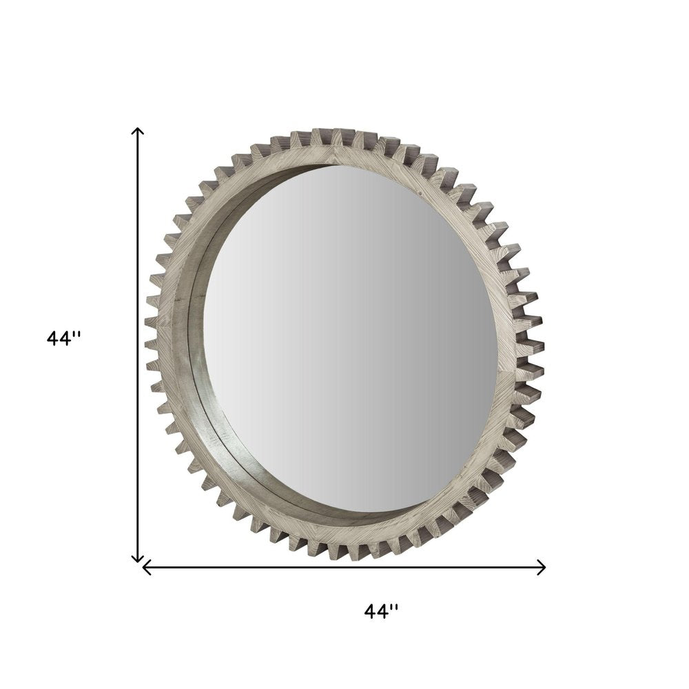 44" Silver Abstract Wood Framed Accent Mirror