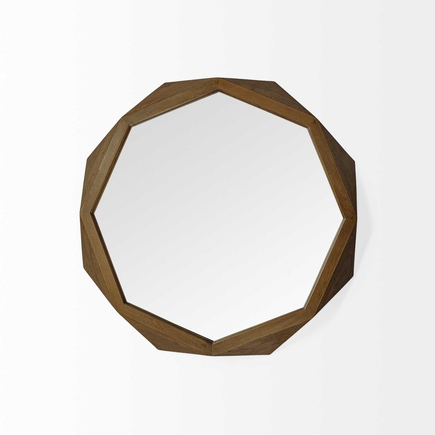 32" Brown Solid Wood Octagon Framed