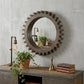 26" Dark Brown Abstract Wood Framed Accent Mirror
