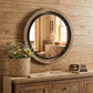 28" Brown Round Wood Framed Accent Mirror