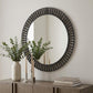 42" Round Black Metal Frame Wall Mirror With Wood Beads