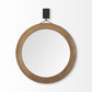 44" Brown Round Wood Framed Rope Hanging Accent Mirror