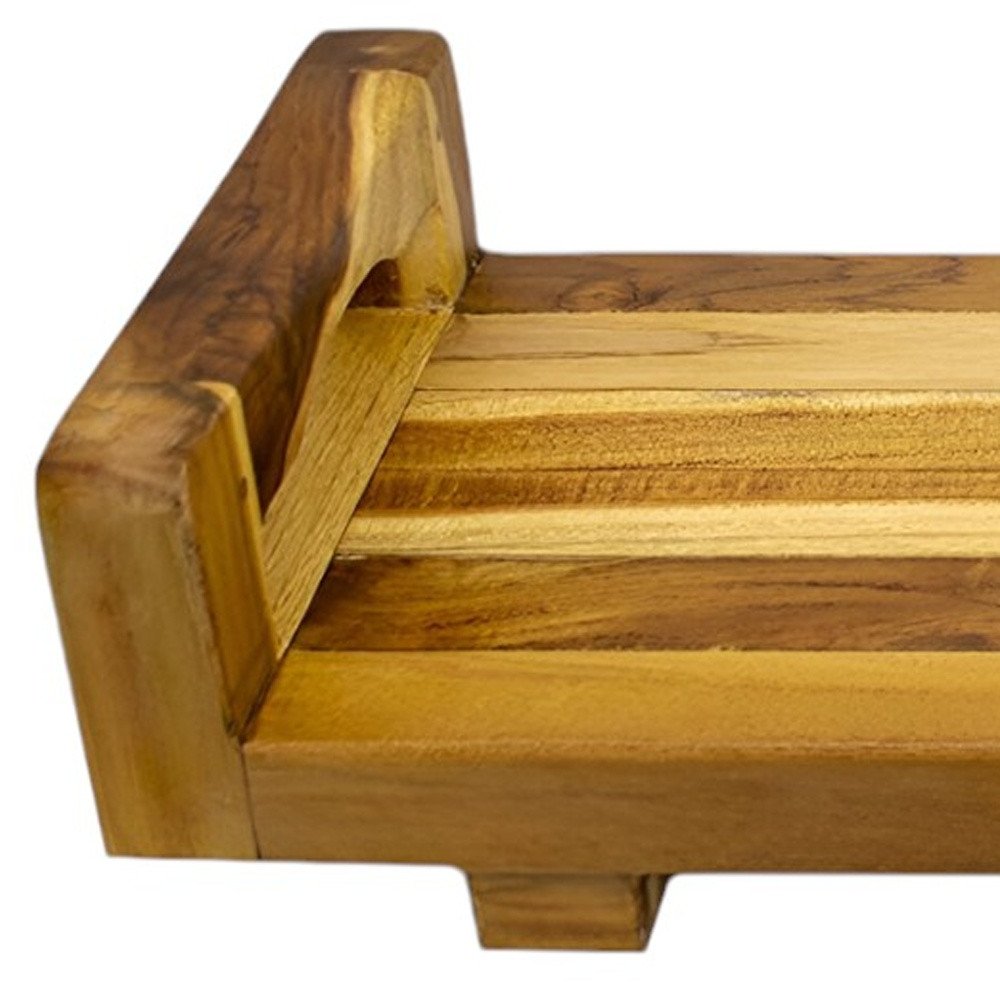 29"W Natural Teak Bath Tray and Seat with Handles