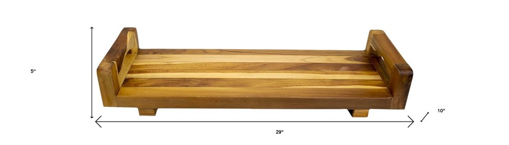 29"W Natural Teak Bath Tray and Seat with Handles