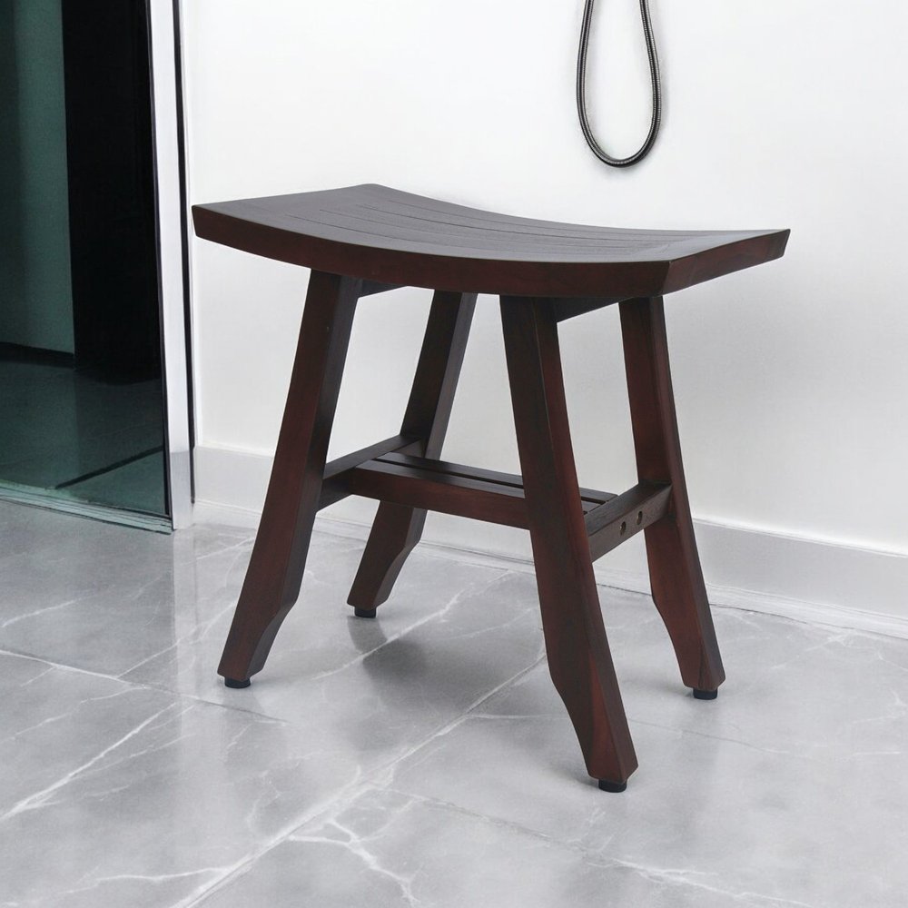 18" Dark Brown Teak Rectangular Shower Bench