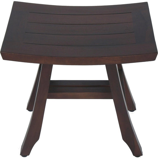 18" Dark Brown Teak Rectangular Shower Bench