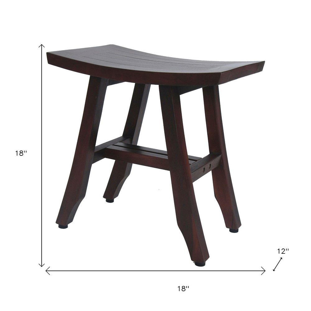 18" Dark Brown Teak Rectangular Shower Bench