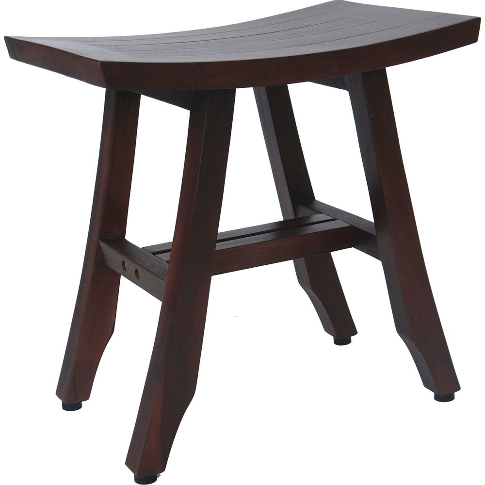 18" Dark Brown Teak Rectangular Shower Bench