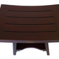 Compact Curviliniear Teak Shower Outdoor Bench With Shelf In Brown Finish