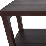 Rectangular Teak Shower Stool Or Bench With Shelf In Brown Finish