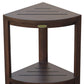 Compact Triangular Teak Shower Outdoor Bench With Shelf In Brown Finish