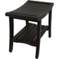 24" Dark Brown Freestanding Teak Shower Bench With Shelf And Handles