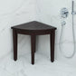 Compact Teak Corner Shower Or Outdoor Bench With Shelf In Brown Finish
