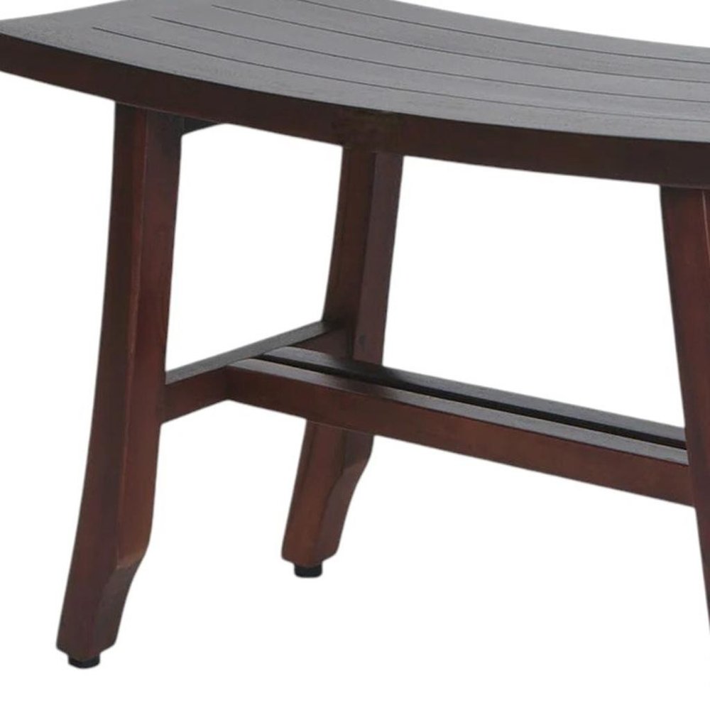 24" Dark Brown Solid Teak Wood Shower Bench