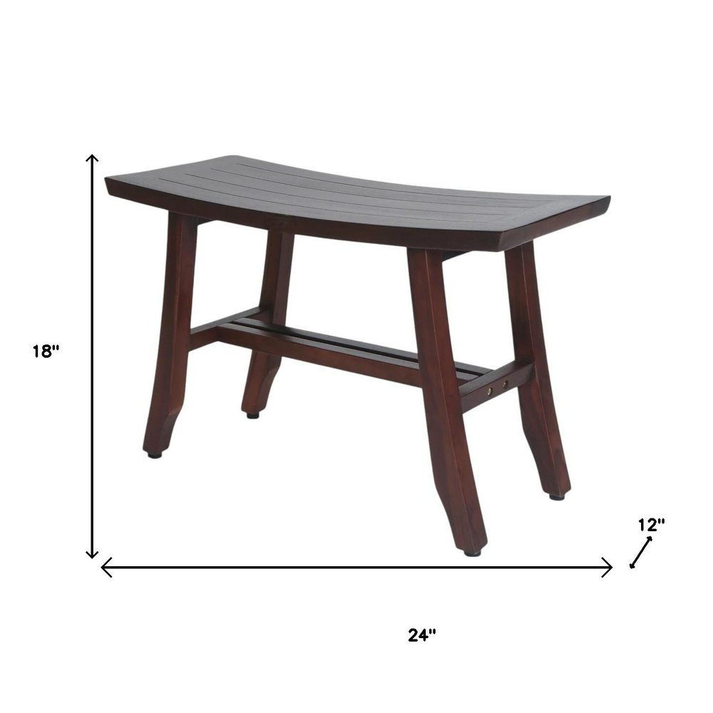 24" Dark Brown Solid Teak Wood Shower Bench