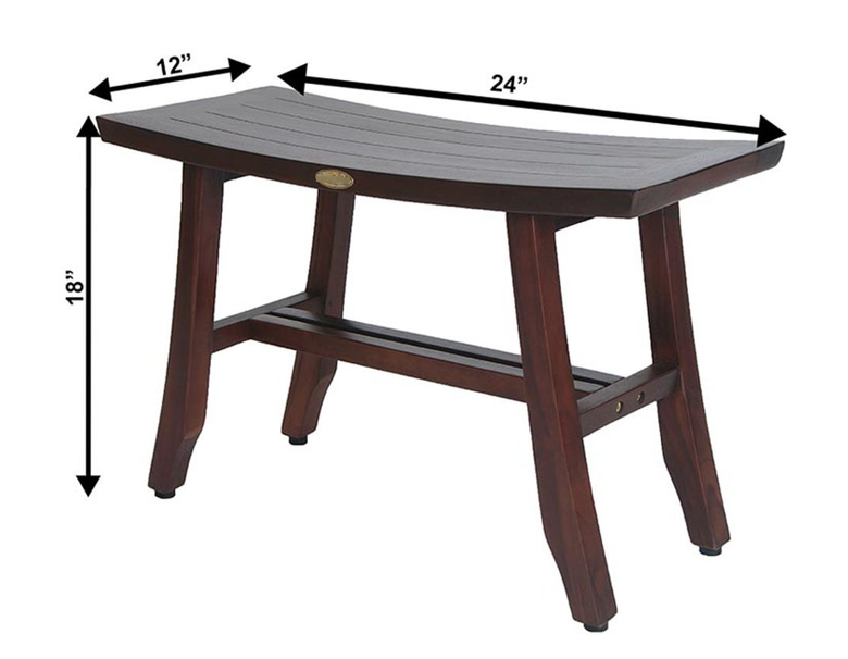24" Dark Brown Solid Teak Wood Shower Bench