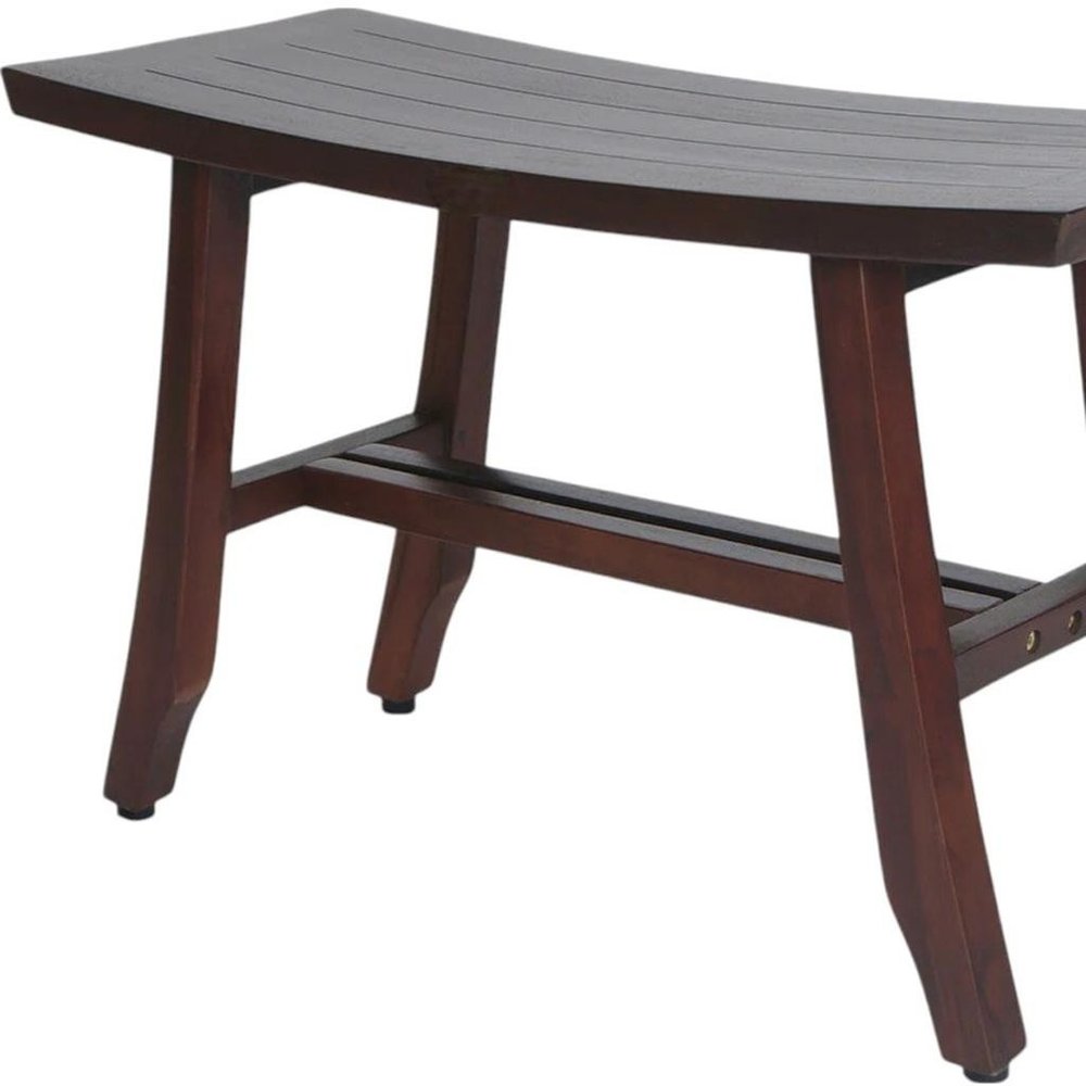 24" Dark Brown Solid Teak Wood Shower Bench
