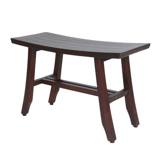 24" Dark Brown Solid Teak Wood Shower Bench