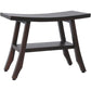 24" Dark Brown Teak Shower Bench With Shelf
