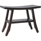24" Dark Brown Teak Shower Bench With Shelf
