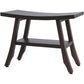 24" Dark Brown Teak Shower Bench With Shelf